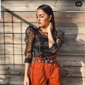 Zara | Tops | Zara Polka Dot Organza Top | Poshmark
